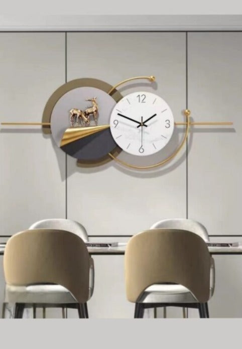 Regal Deer Harmony Wall Clock |(90x35)cm