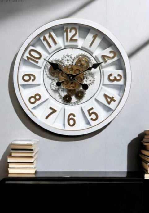 White & Golden Grid Motion Clock|40cm