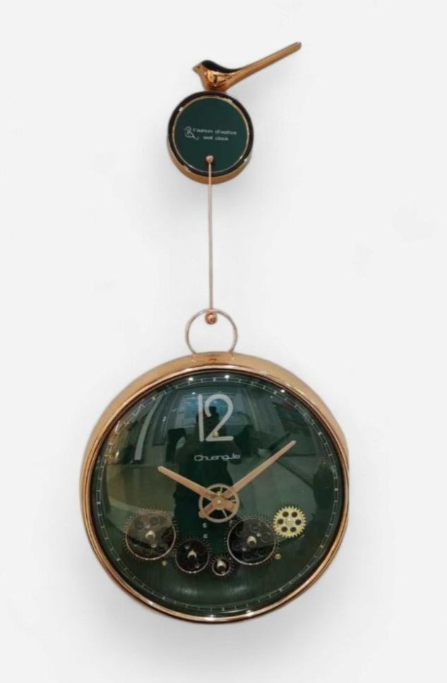 Pendulum Peak Decor Gear Clock -Green |40cm