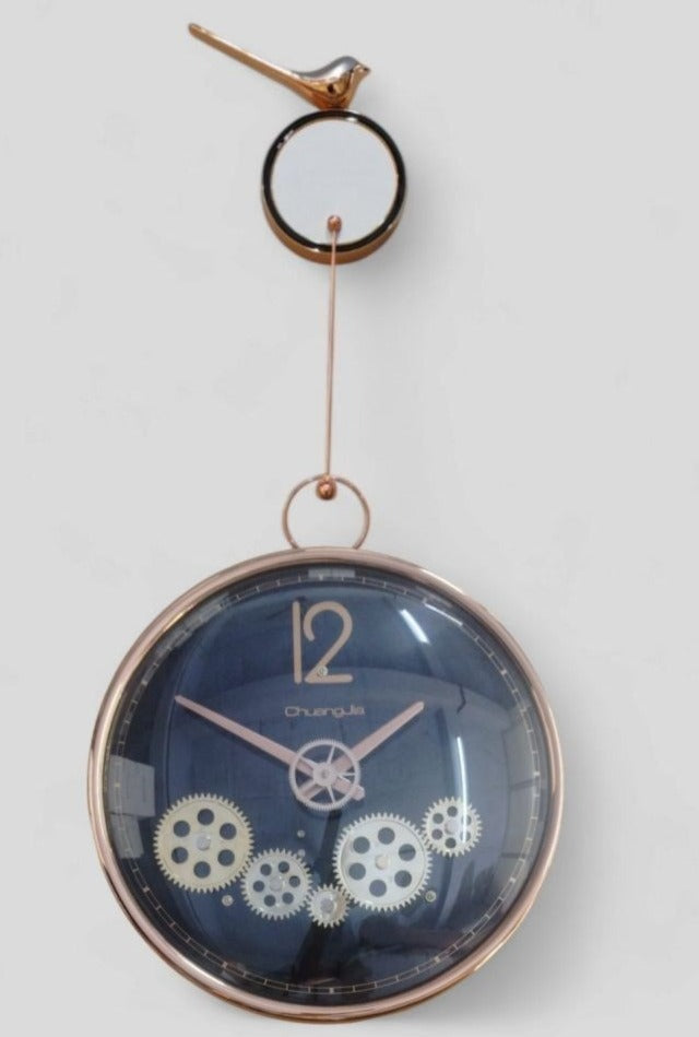 Pendulum Peak Decor Gear Clock -Black | 40cm