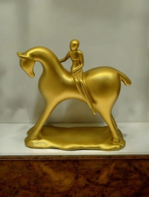 "The Golden Ride – Modern Horse & Rider Figurine"||21X21X7CM