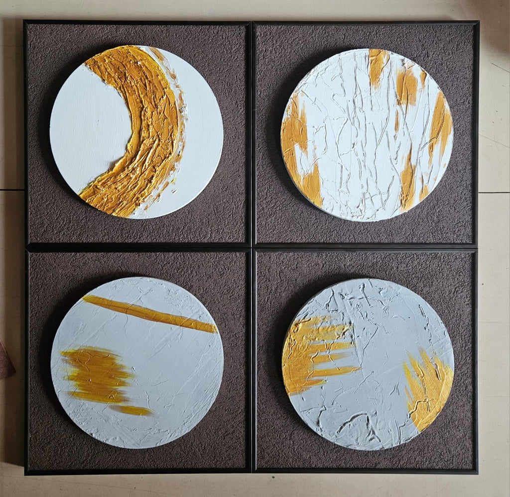 "Color Pulse – 3D Circular Wall Panels" (Set of -4)|12X12 inch