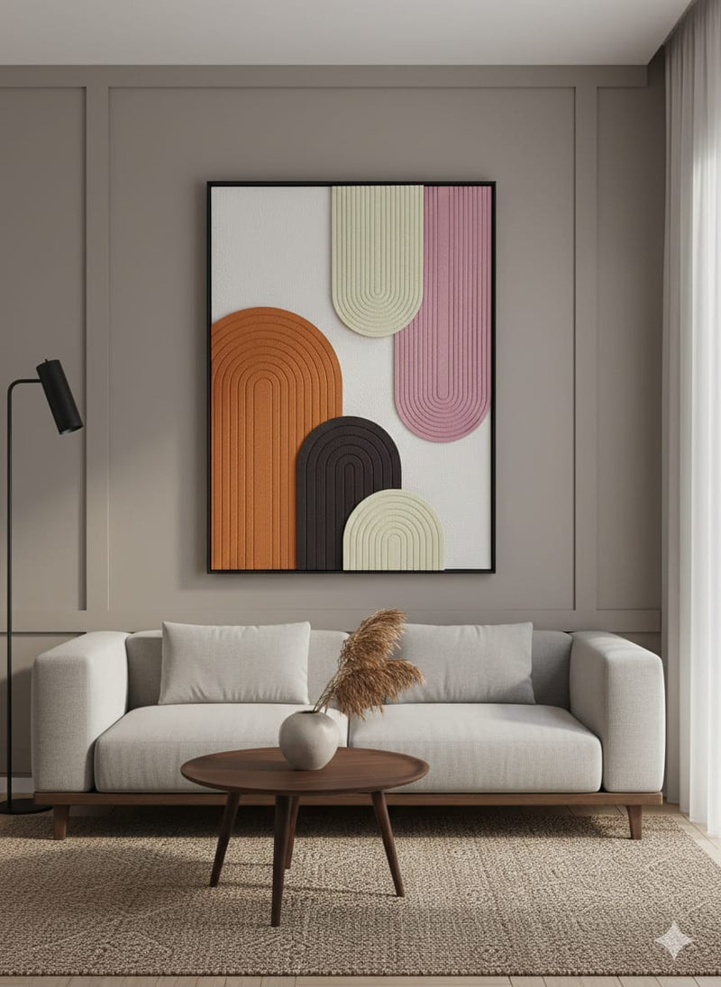 SOLACE| Custom 3D Layered HDMR Abstract Wall Art (7 Layers) with Charcoal Frame|4X3 Feet