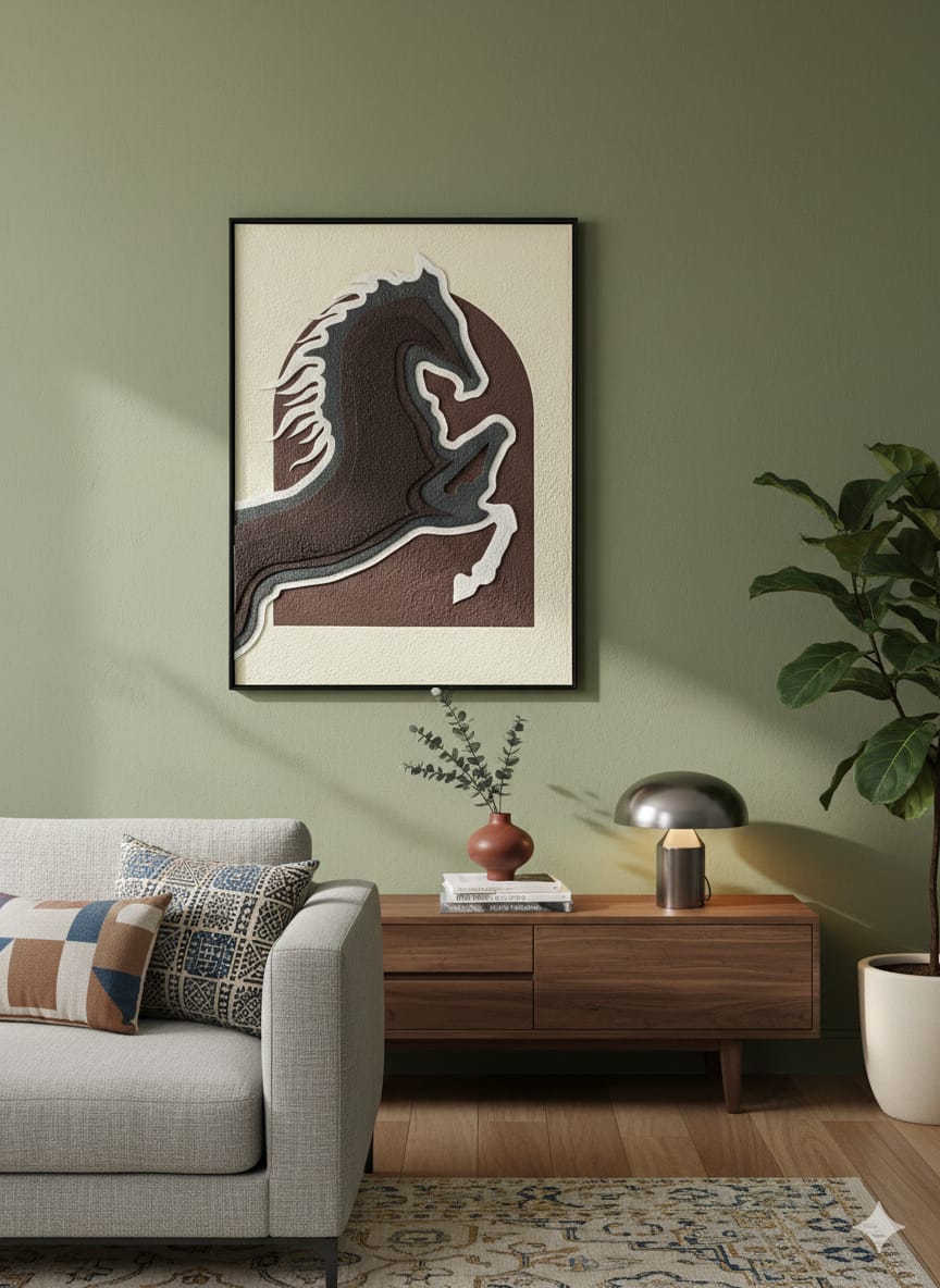 PULSE| Custom 3D Layered HDMR Abstract Wall Art (7 Layers) with Charcoal Frame|4X3 Feet