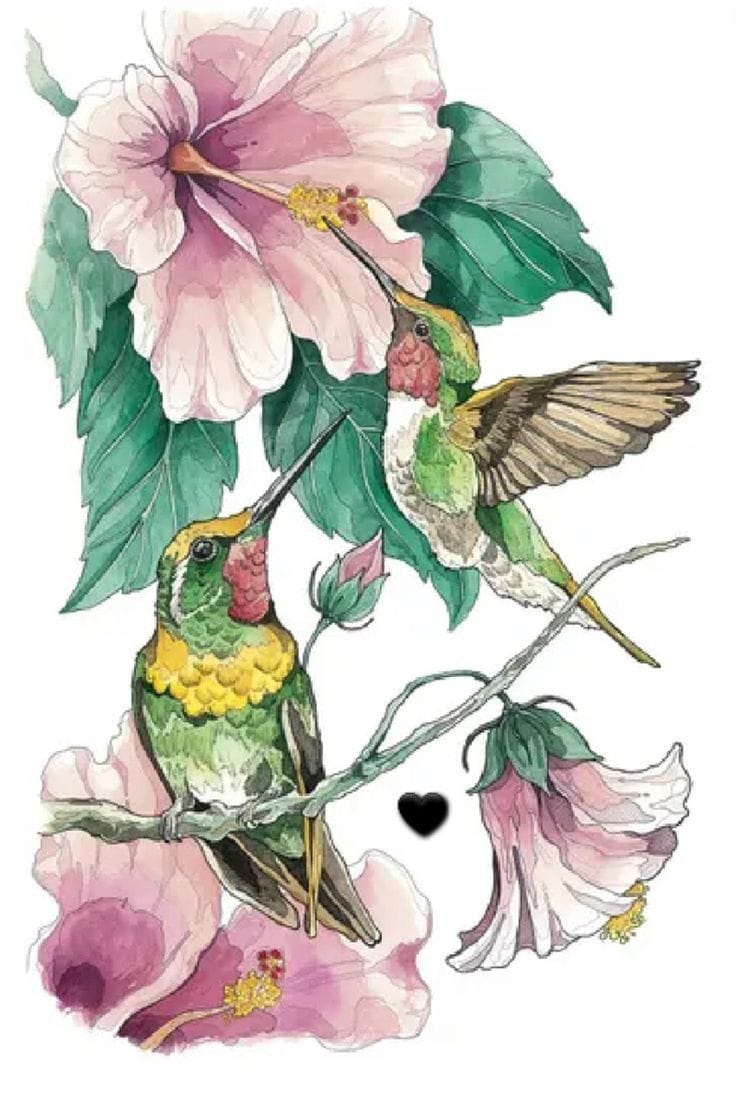 Canvas wall art| Water colour Flowers & Birds Painting|Botanical|400 GSM Gallery-Wrapped Canvas