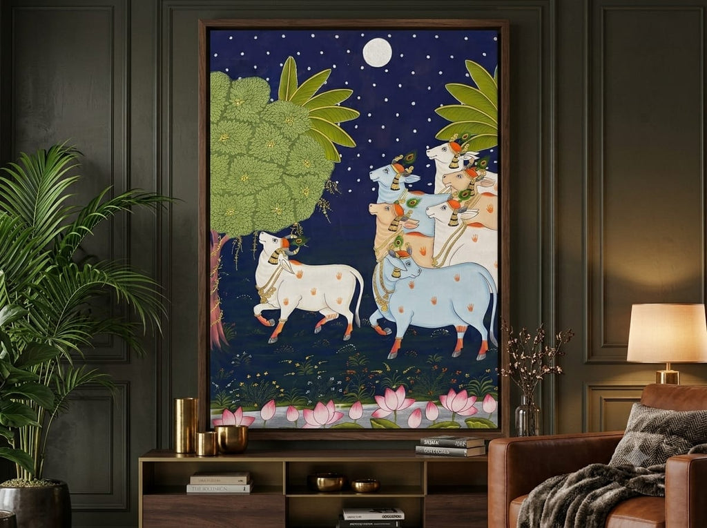 Traditional Cow-Pichwai painting|400 GSM Gallery-Wrapped Canvas on Premium 1.5x1.5 inch Pine Wood Frame (Copy)