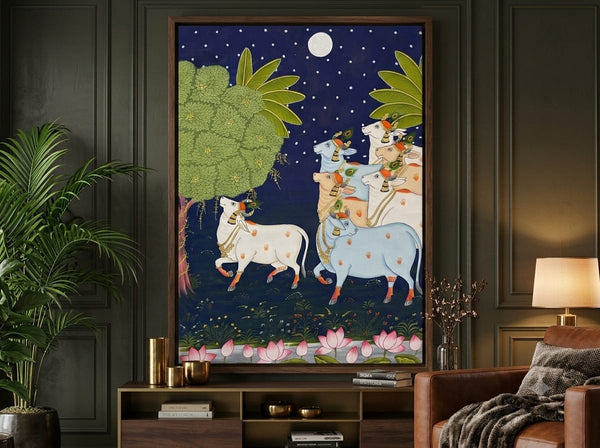 Traditional Cow-Pichwai painting|400 GSM Gallery-Wrapped Canvas on Premium 1.5x1.5 inch Pine Wood Frame (Copy)