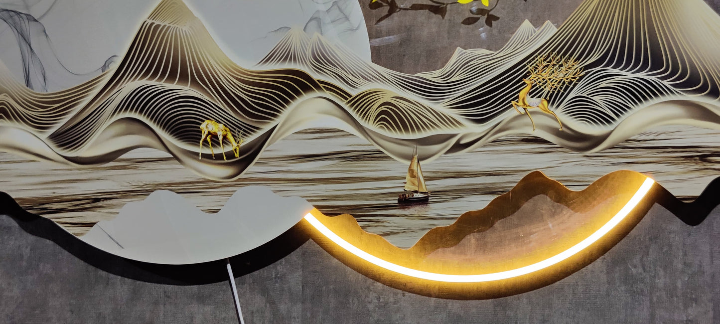 Laser Engraving Crystal Porcelain Painting with LED Light|60x140cm|Sofesticated White