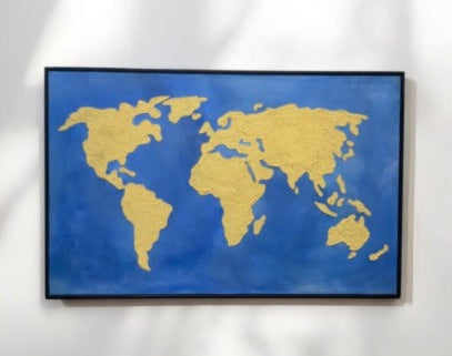 World map  textured handmade wall art -(27x42)inch|cutomizable
