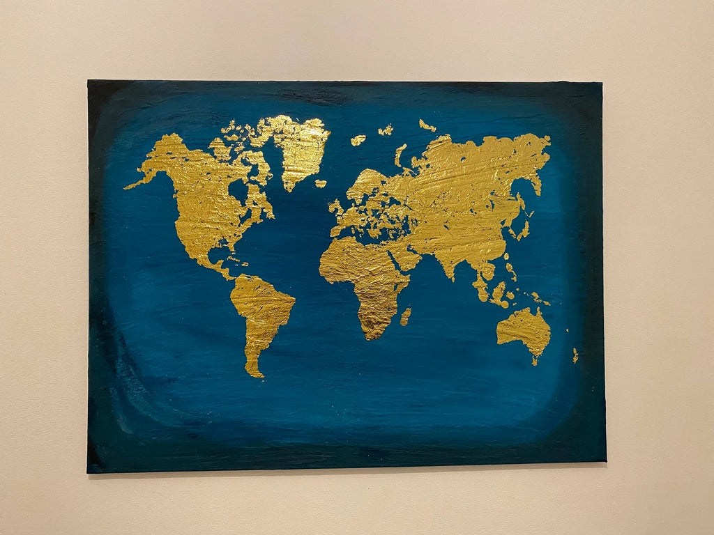 World map  textured handmade wall art -(27x42)inch|cutomizable