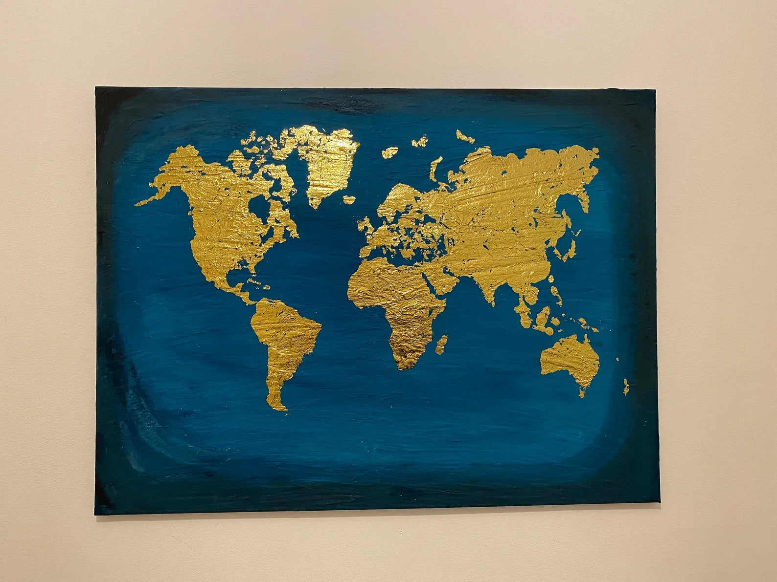 World map  textured handmade wall art -(27x42)inch|cutomizable