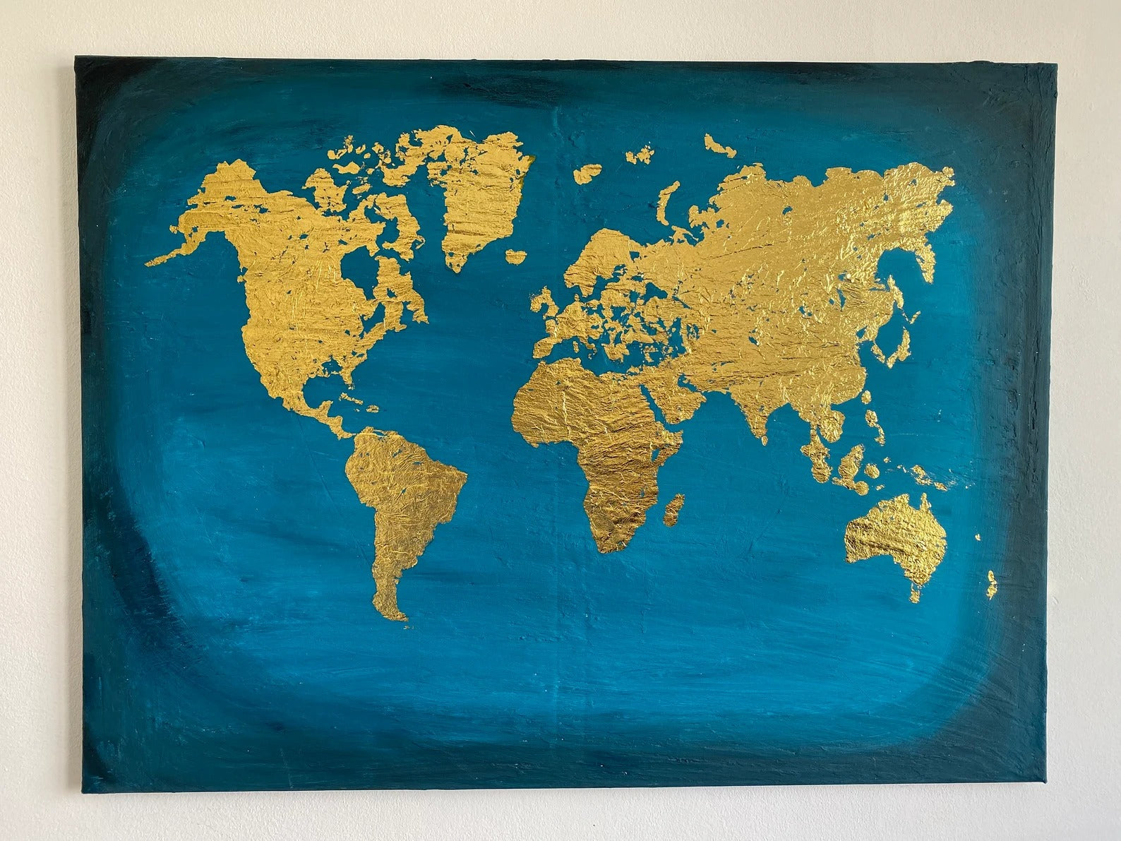 World map  textured handmade wall art -(27x42)inch|cutomizable