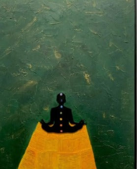 Meditating man  texture handmade wall art frame (Large size) |customizable