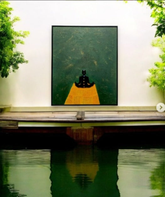 Meditating man  texture handmade wall art frame (Large size) |customizable