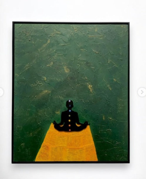 Meditating man  texture handmade wall art frame (Large size) |customizable