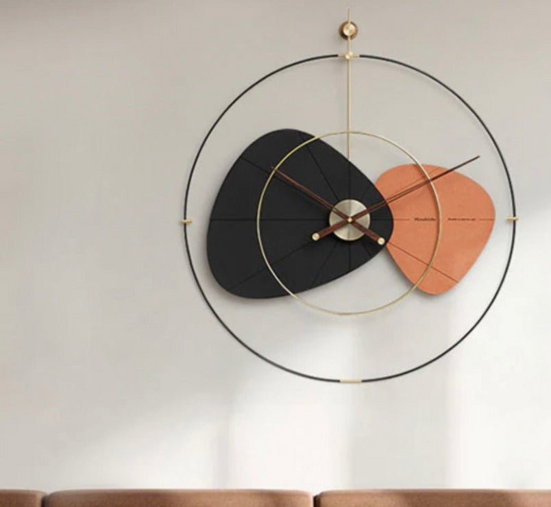 Premium Wall Clock, Orange And Black-(32x34)"Inch| Silent quartz| Customizable