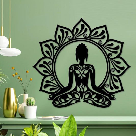 Meditation Vibes – Metal Buddha Wall Accent (24")INCH | Customizable