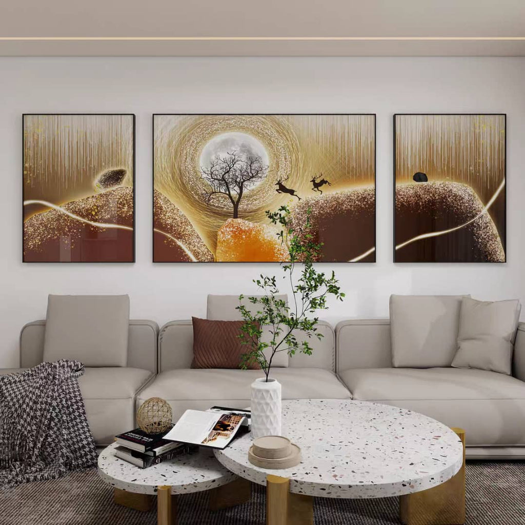 Harmony Hills – Set Of Three Wall Design| Crystal wall art|(40*60)*2+(60*80)cm