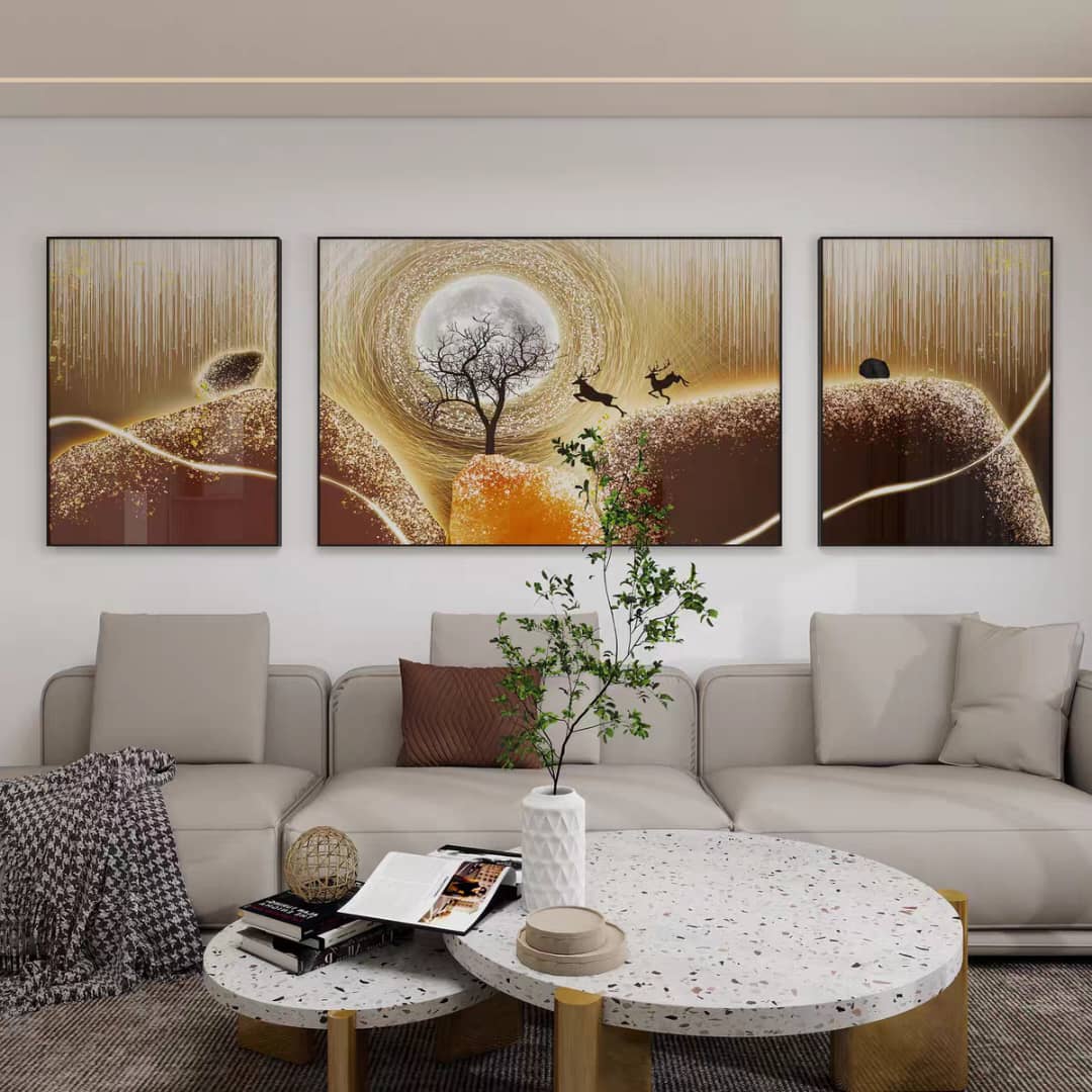 Harmony Hills – Set Of Three Wall Design| Crystal wall art|(40*60)*2+(60*80)cm