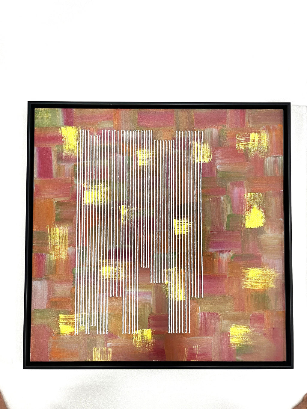 Set of 2-(24x24") |Abstract canvas wall art with Thread work |customizable