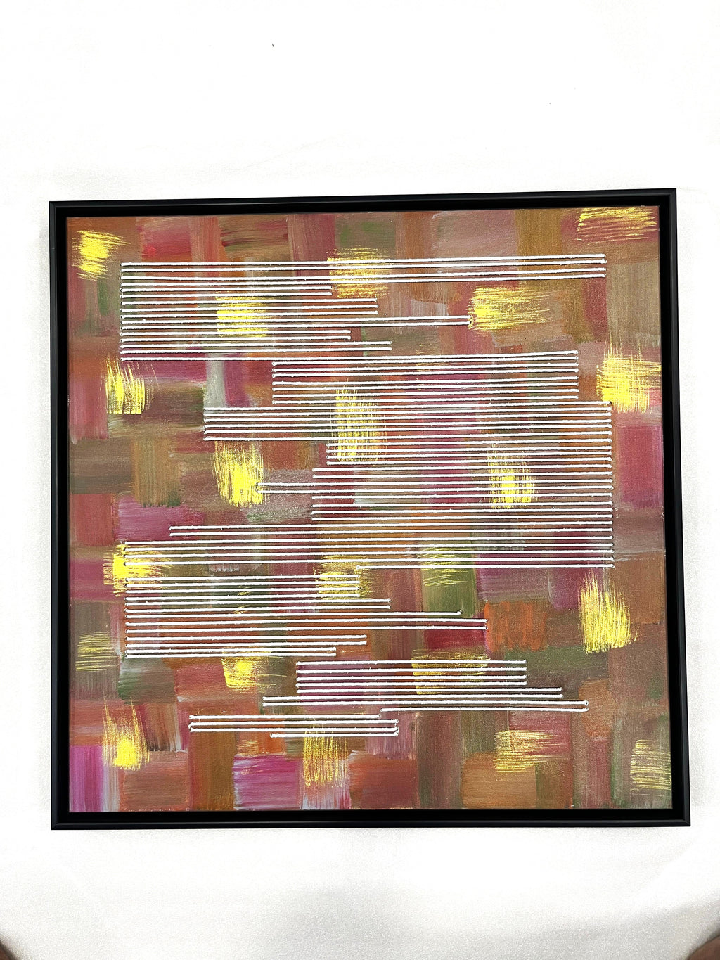 Set of 2-(24x24") |Abstract canvas wall art with Thread work |customizable