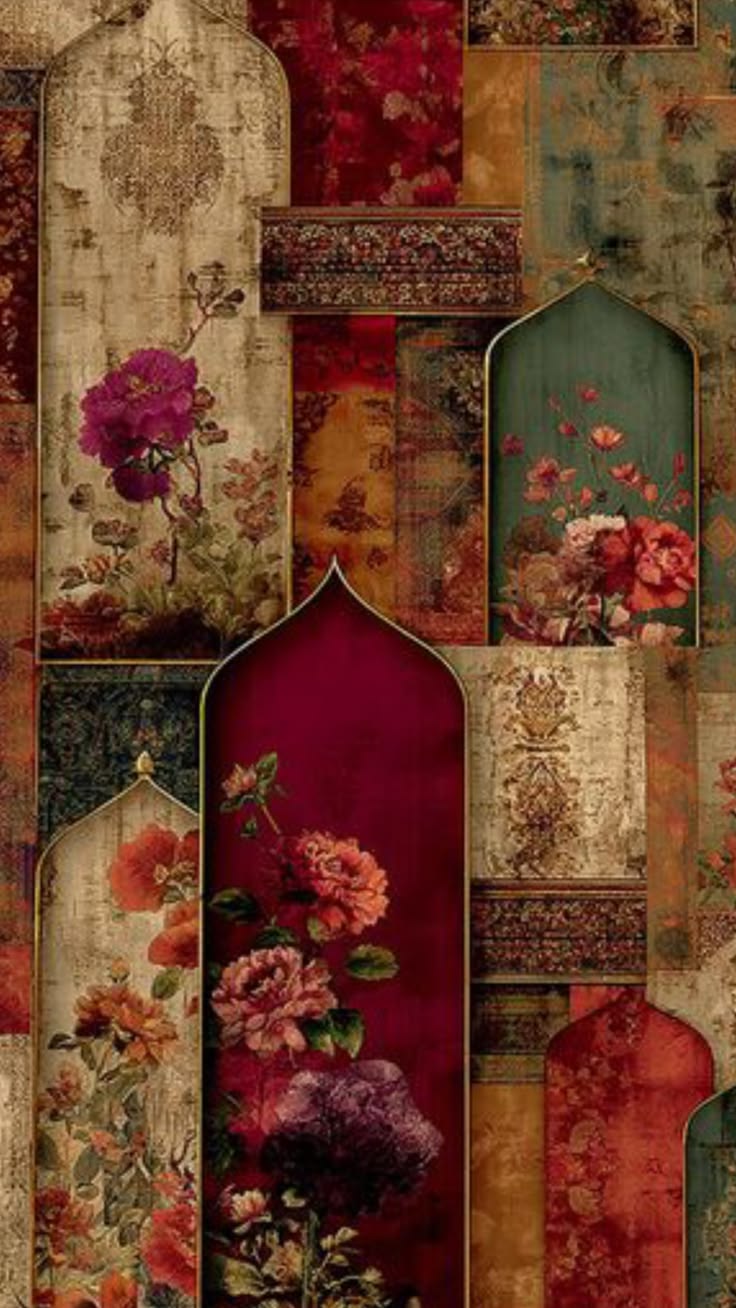 Canvas wall art| Beautiful Floral Motifs Painting|400 GSM Gallery-Wrapped Canvas
