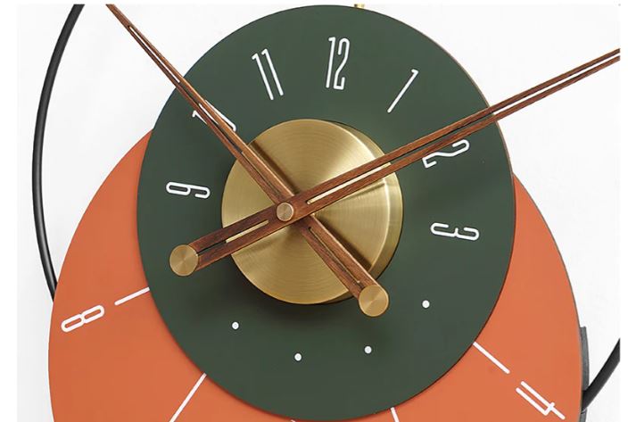 Decorative round wall clock | orange black