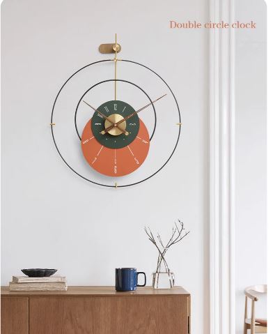 Decorative round wall clock | orange black