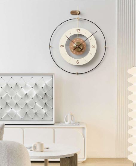 Modern round antique and stylish wall clock| brown white