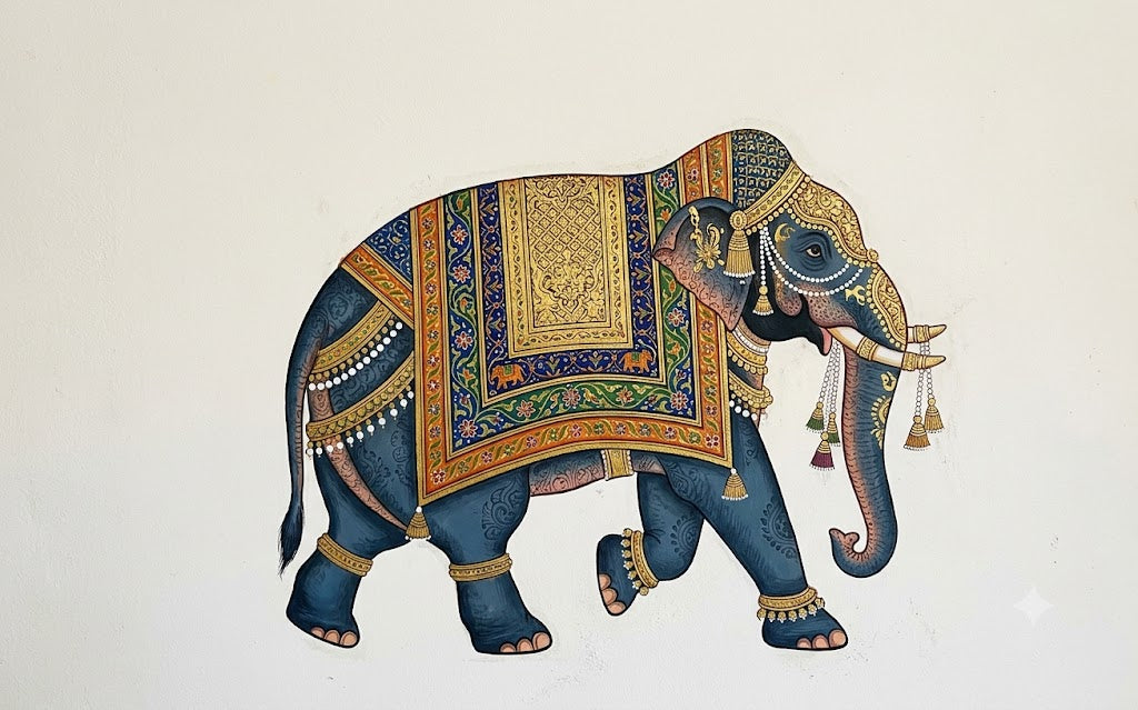Canvas wall art| Rajsthani Elephant|400 GSM Gallery-Wrapped Canvas