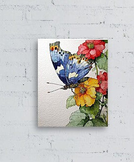 Canvas wall art| Water colour Flowers & Butterfly|Botanical|400 GSM Gallery-Wrapped Canvas