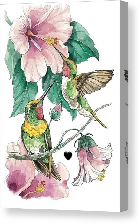 Canvas wall art| Water colour Flowers & Birds Painting|Botanical|400 GSM Gallery-Wrapped Canvas