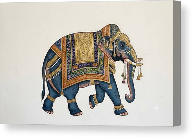 Canvas wall art| Rajsthani Elephant|400 GSM Gallery-Wrapped Canvas