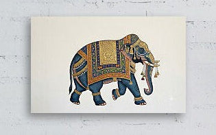 Canvas wall art| Rajsthani Elephant|400 GSM Gallery-Wrapped Canvas