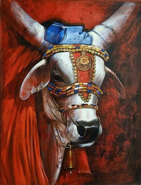 Artistic Nandi wall art |350 GSM Gallery-Wrapped Canvas on Premium 1x1 inch Pine Wood Frame"