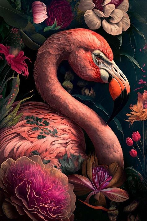 Beautiful Flamingo wall painting |350 GSM Gallery-Wrapped Canvas on Premium 1x1 inch Pine Wood Frame"