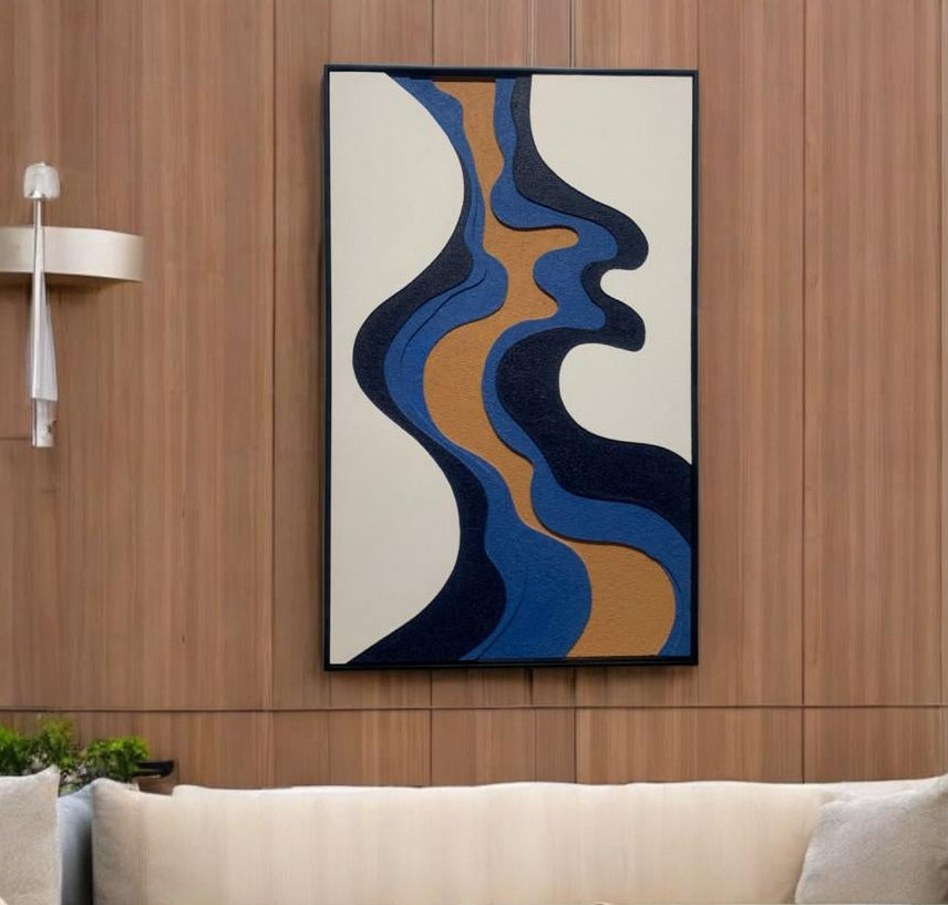30x48 Inches| Textured abstract wall art|Blue