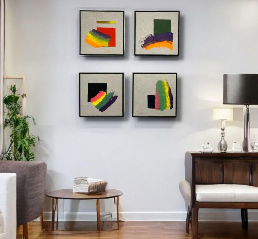 12x12 Inches(SET of 4)| Handmade 3d textured wall art for living room| Customizable