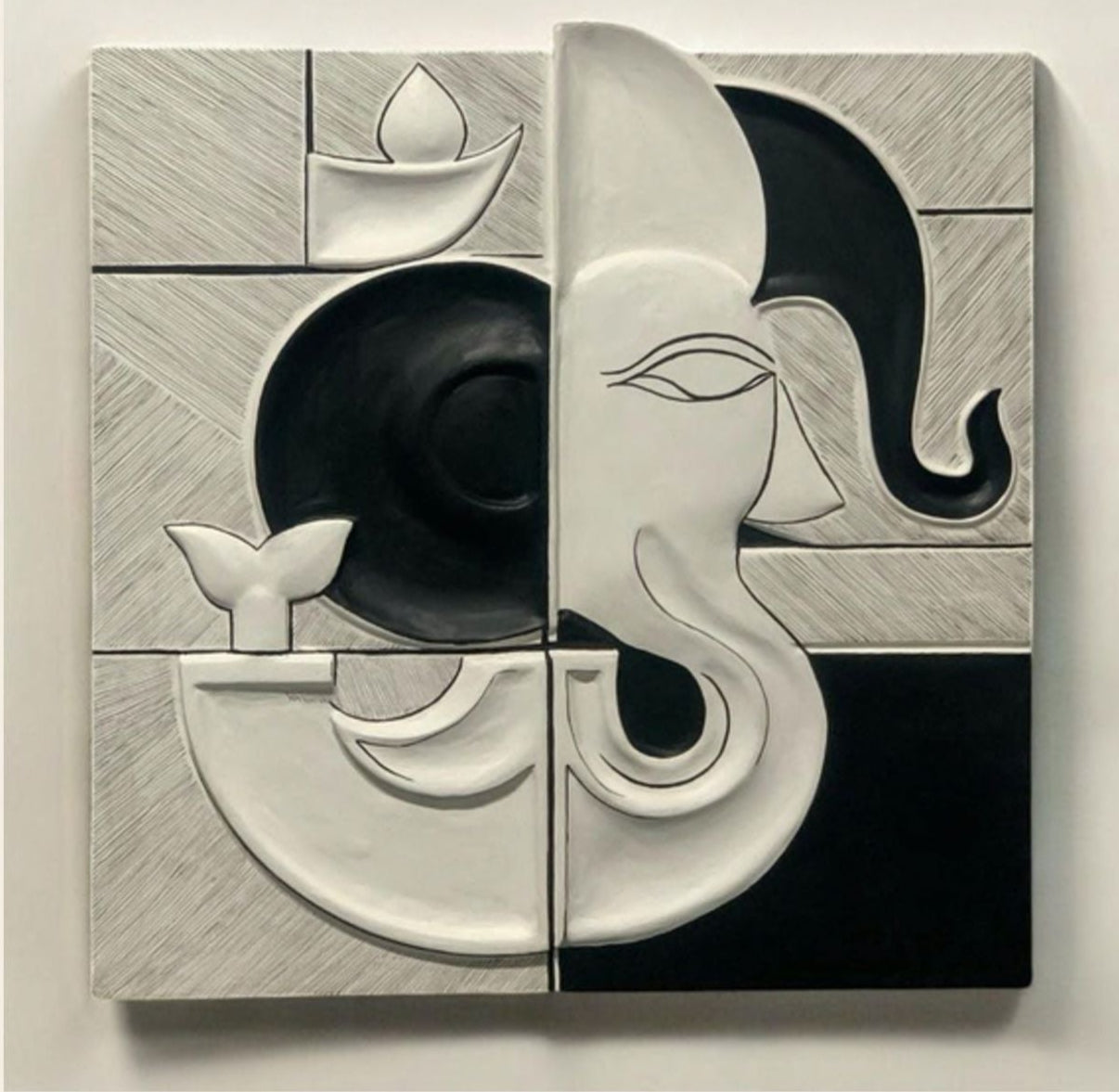 Minimalistic Illusion Ganesha Wall Art – Divine Simplicity for Modern Spaces (30x30")inch |customizable