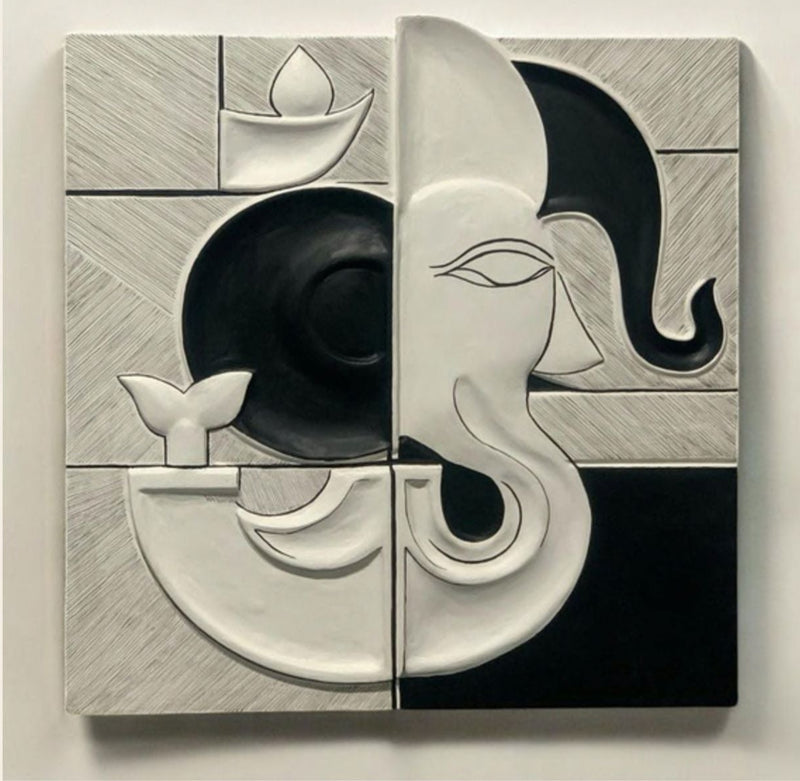 Minimalistic Illusion Ganesha Wall Art – Divine Simplicity for Modern Spaces (30x30")inch |customizable
