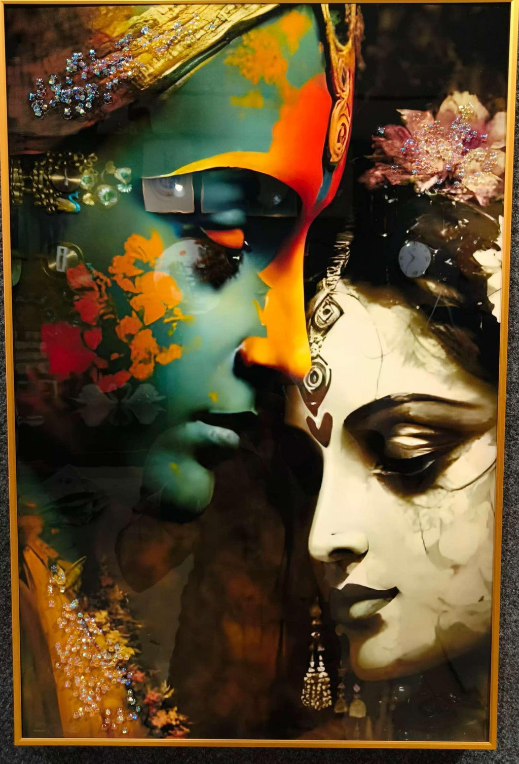 Crystal wall art | radha krishna paintings | 40x60cm | 60x80 cm