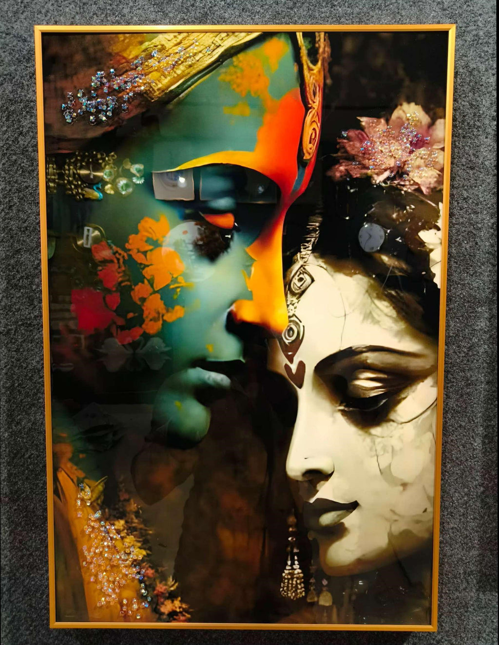 Crystal wall art | radha krishna paintings | 40x60cm | 60x80 cm