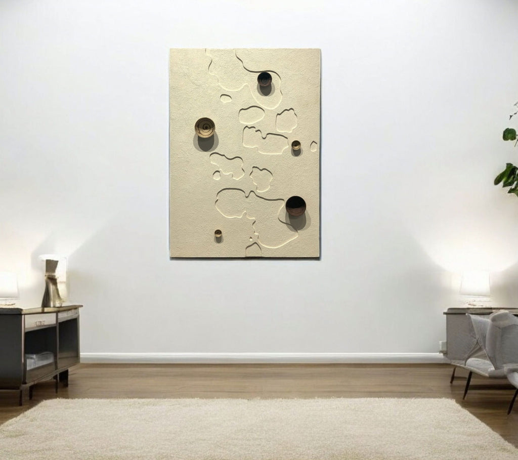 Stunning Texture Earthen Whispers Wall Art (30x42inch)  Beige-Colour |Customizalbe
