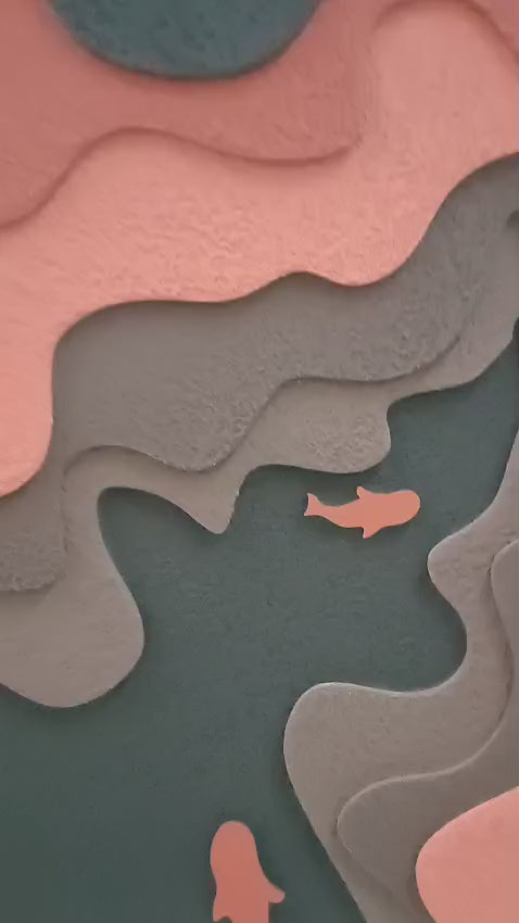 AURA| Custom 3D Layered HDMR Abstract Wall Art (7 Layers) with Charcoal Frame|3X3 Feet