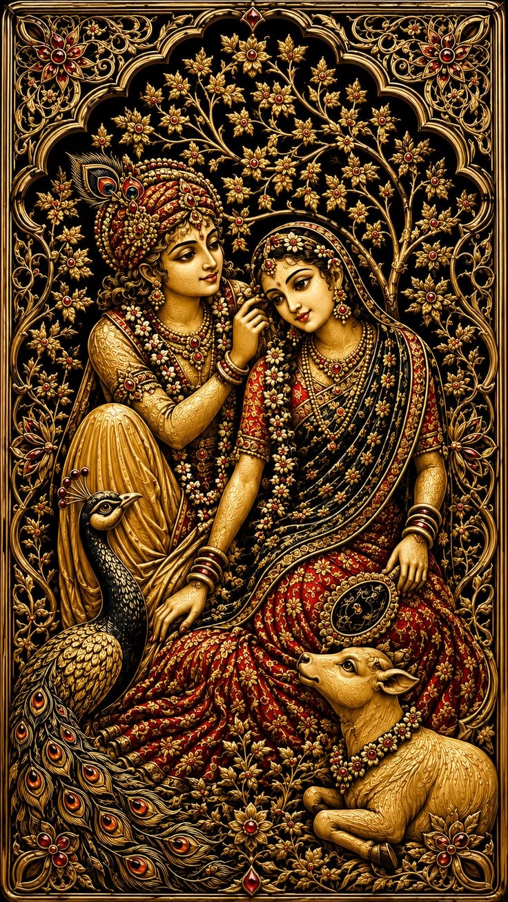 Devotional wall art| Radha-Krishna Crystal painting with LED for home vastu
