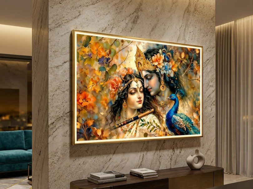 Beautiful Radha-Krishna Crystal painting with LED