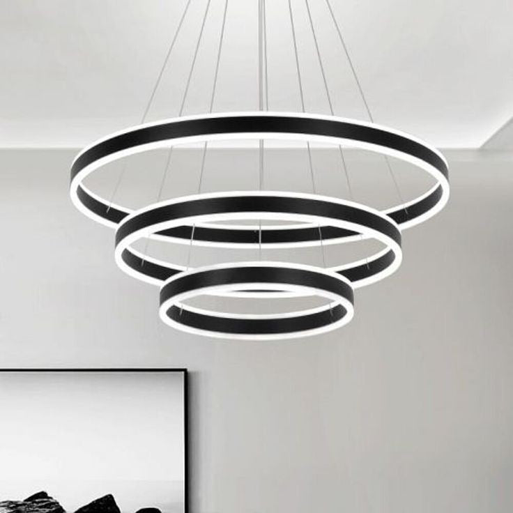 Three Ring Chandelier Light with 3 in 1 CCT Remote (Size Customization Available)